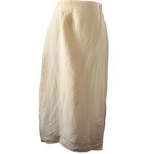 Vintage Marla Kim Butter Yellow Embroidered Midi Wrap Skirt Medium | Ramie Rayon